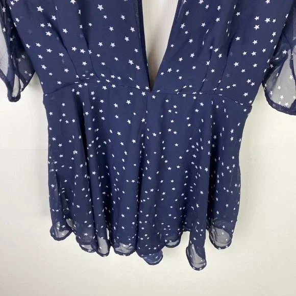 Lioness Size M Playsuit Romper Low Cut front & Back Navy Stars Party - Picture 3 of 11